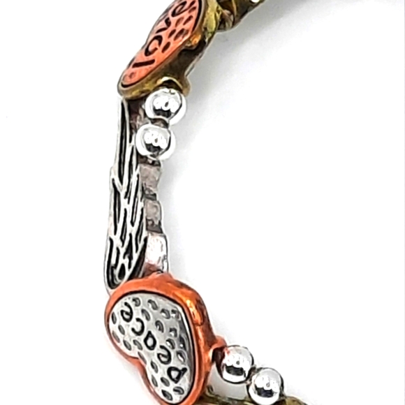 RSVP Peace, Love, and Hope Bangle Bracelet with Angel Wings - Picture 7 of 10